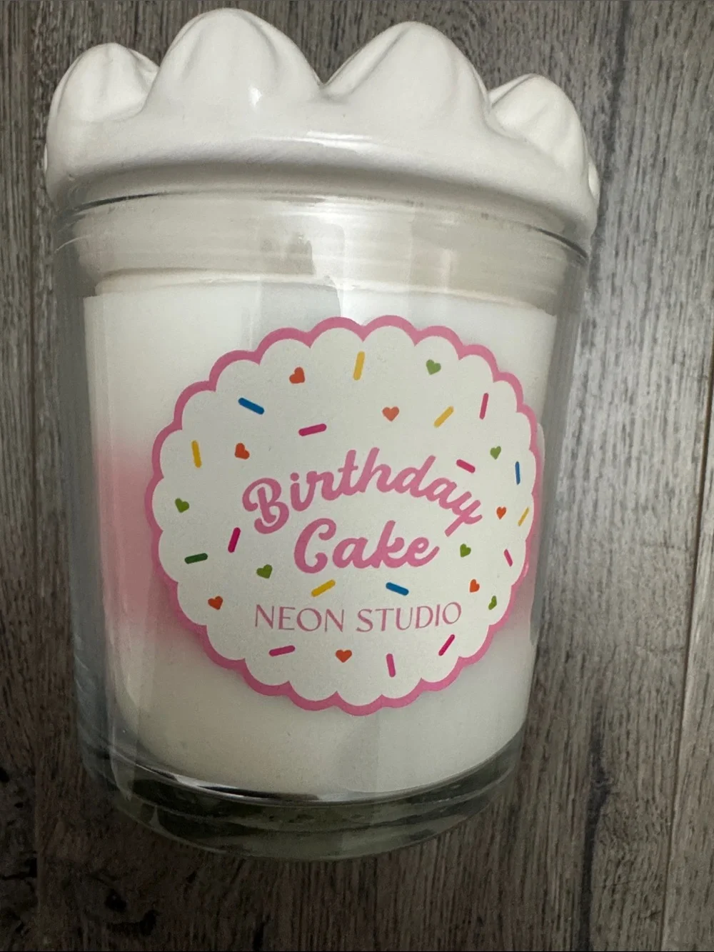 Birthday Cake Scented Candle - White & Pink